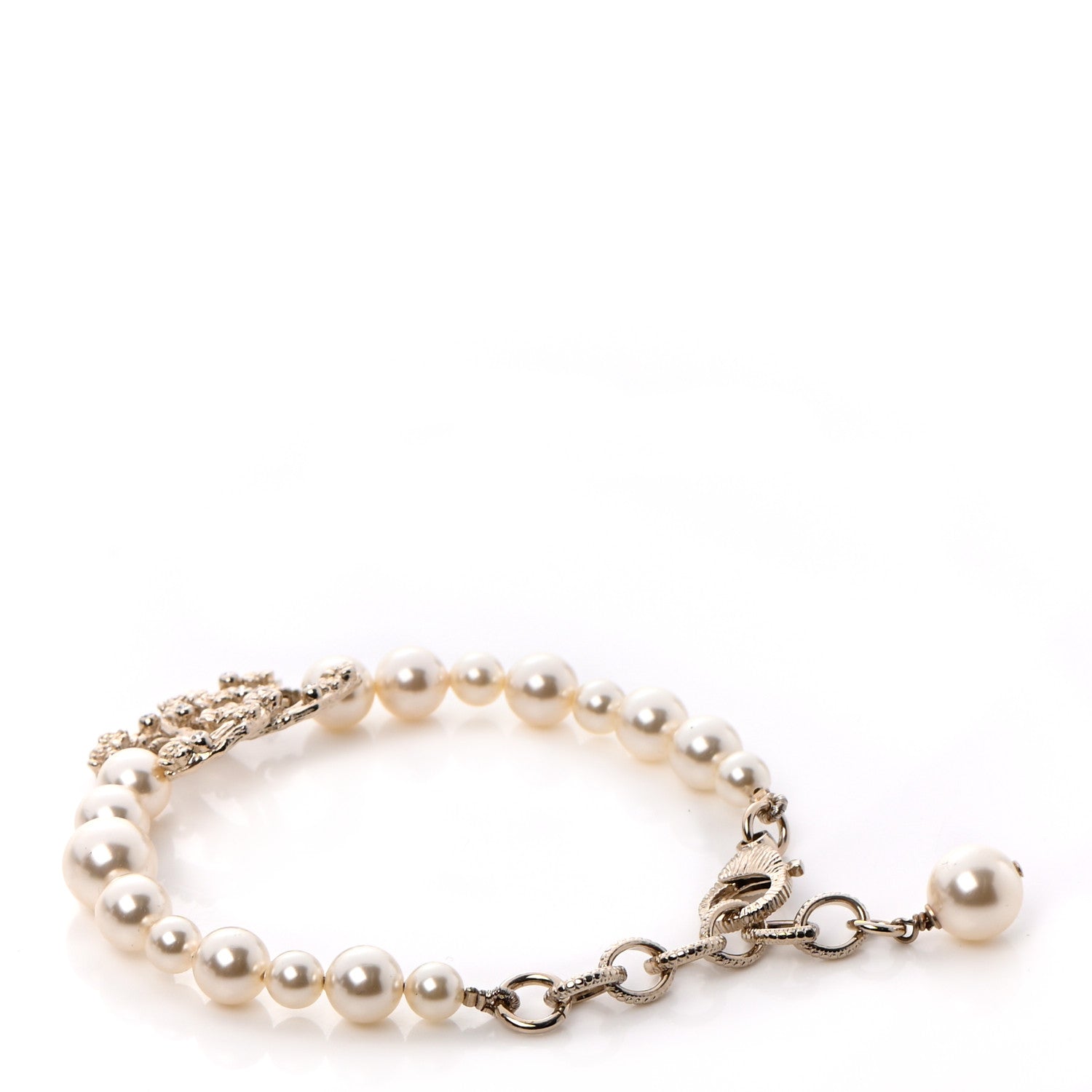 Chanel Pearl Crystal CC Bracelet Gold 3 of 5