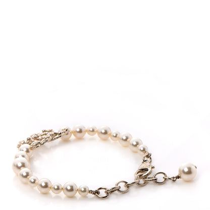 Chanel Pearl Crystal CC Bracelet Gold 3 of 5