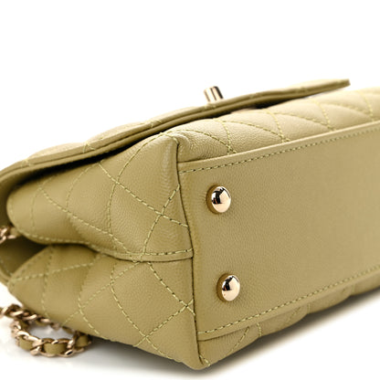 Chanel Caviar Quilted Extra Mini Coco Handle Flap Light Green 9 of 11