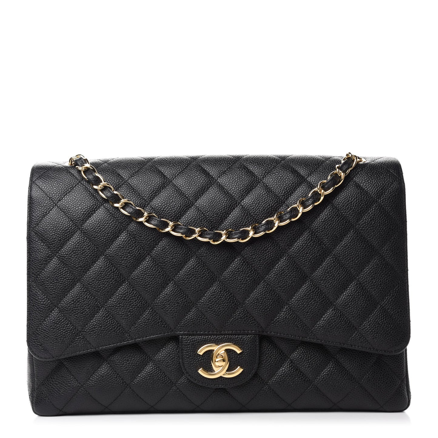Caviar Quilted Maxi Double Flap Black