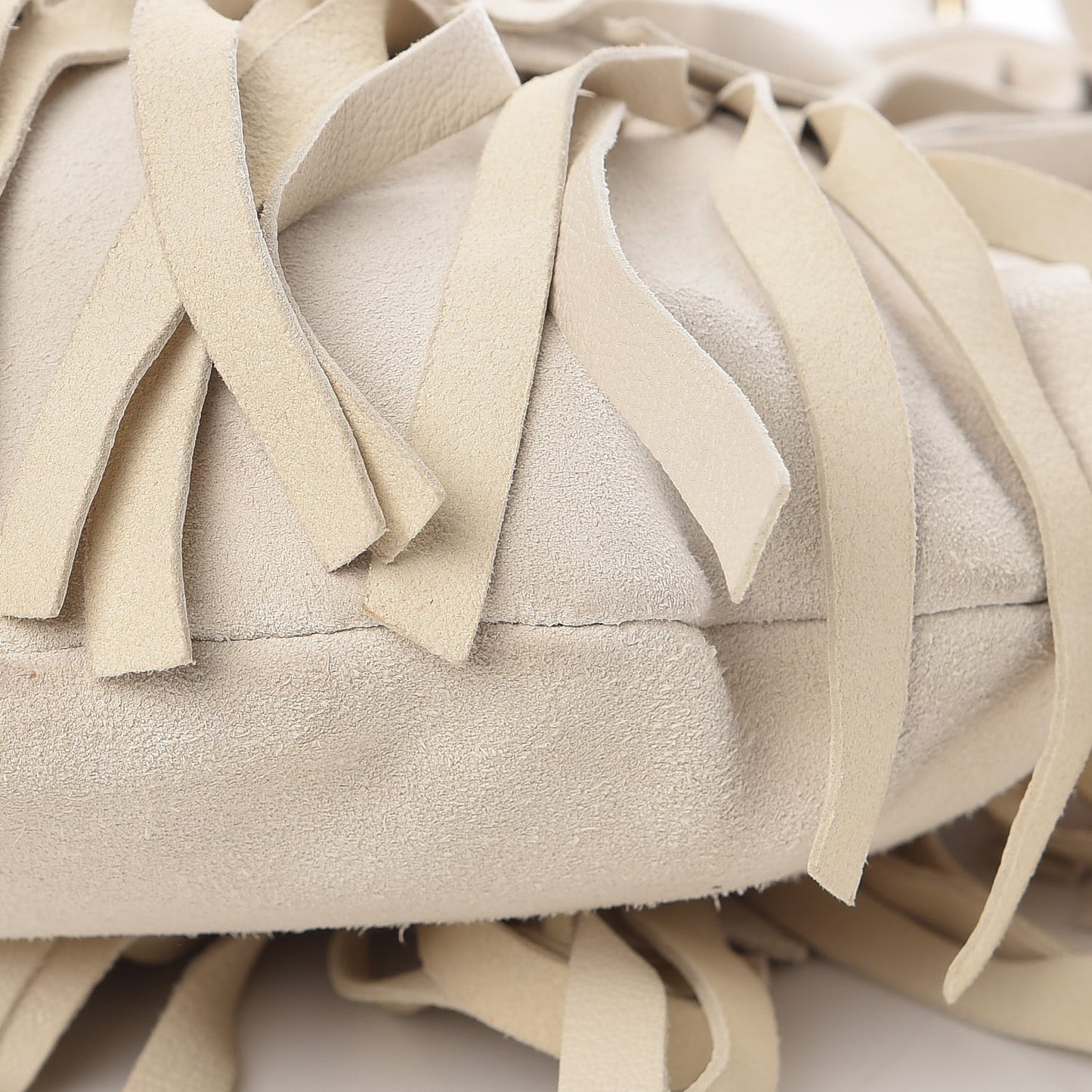 Suede Boheme Fringe Shoulder Bag Ivory
