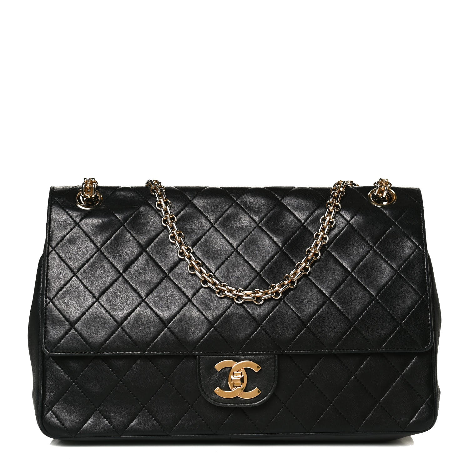 Chanel Lambskin Quilted Medium Double Flap Bijoux Chain Black 1 of 12