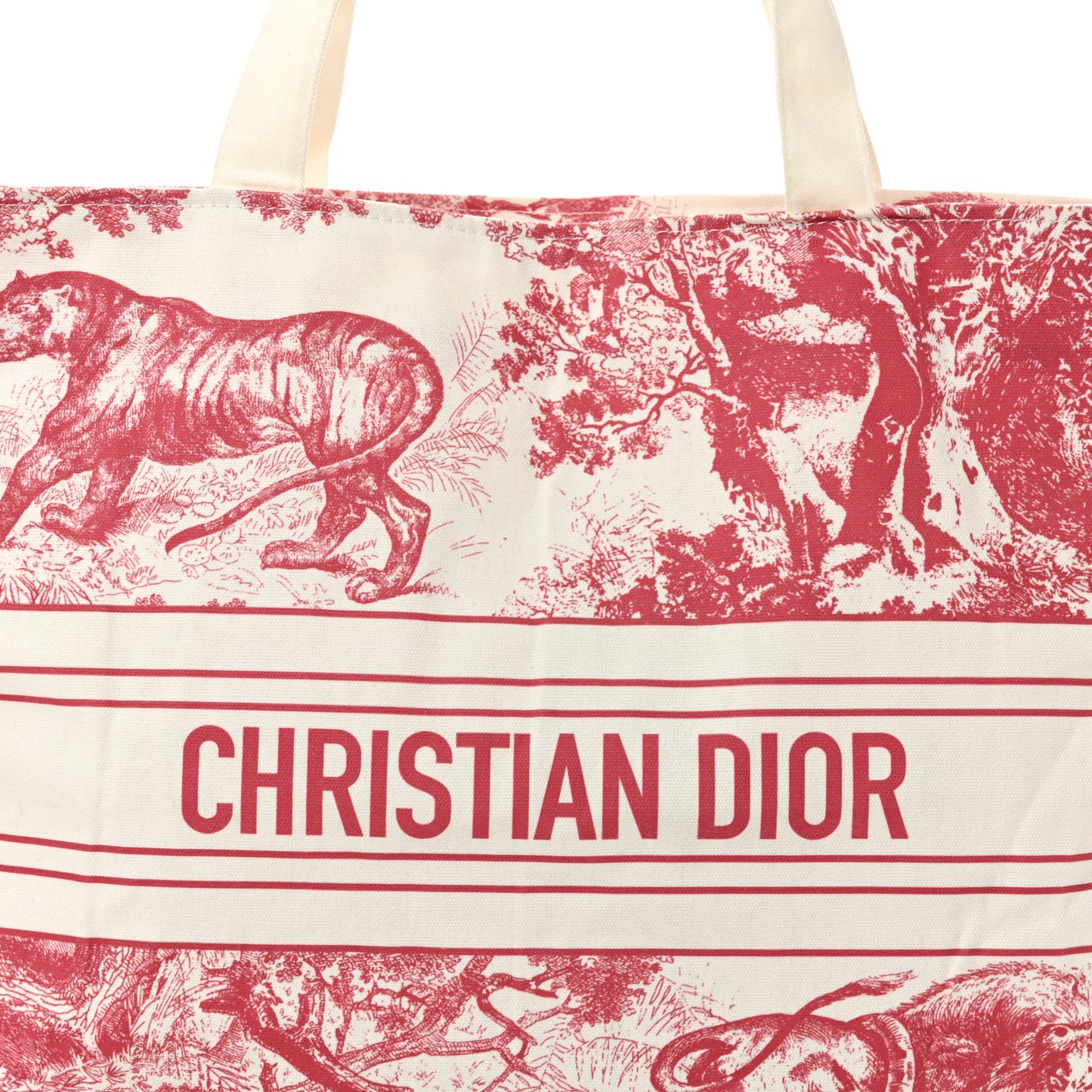 Straw Dioriviera Tote Red