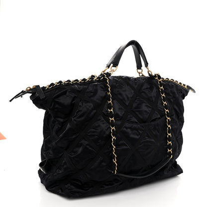 Chanel Nylon Grosgrain Quilted Maxi Lifestyle Bowling Black 3 of 11