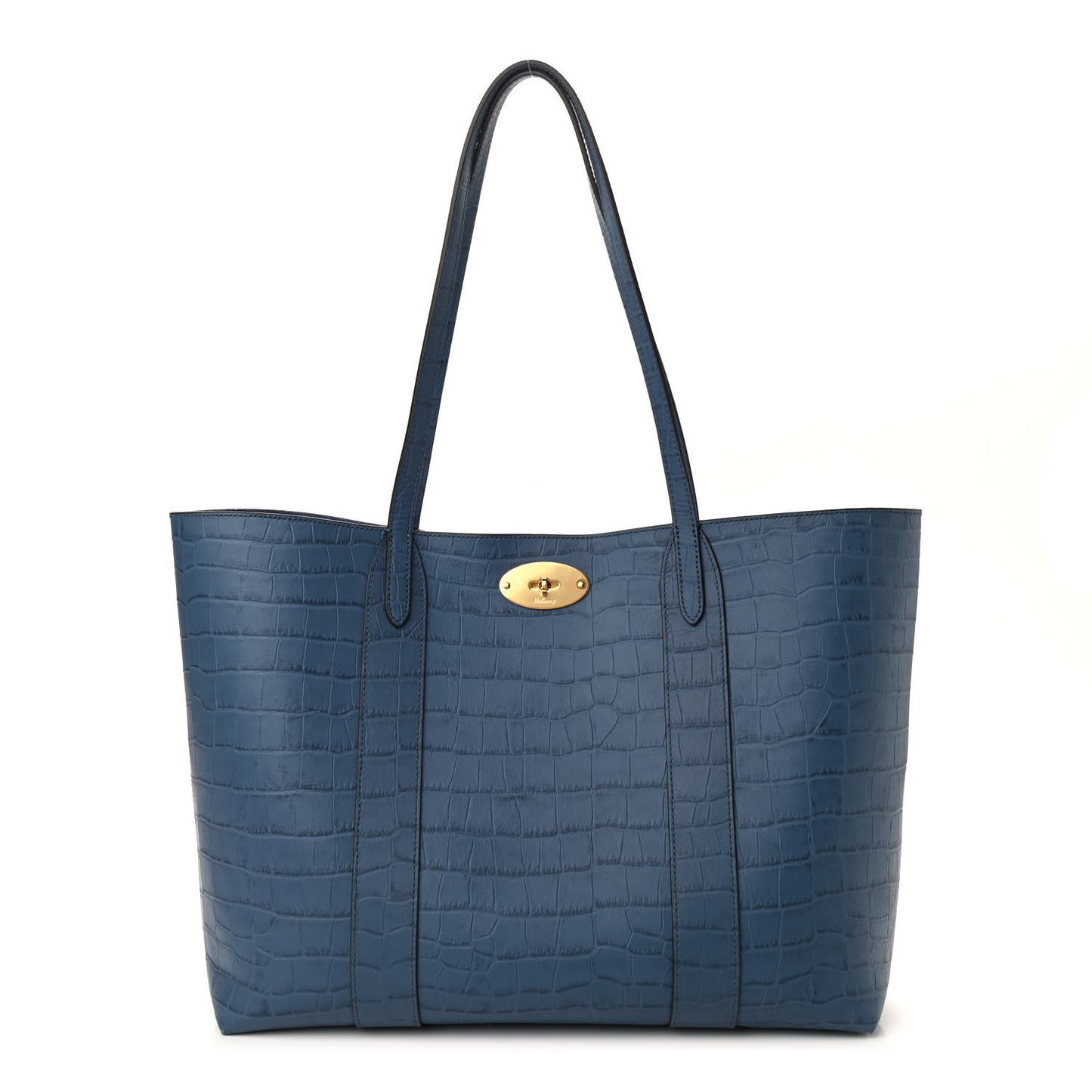 Matte Crocodile Embossed Bayswater Tote Pale Navy