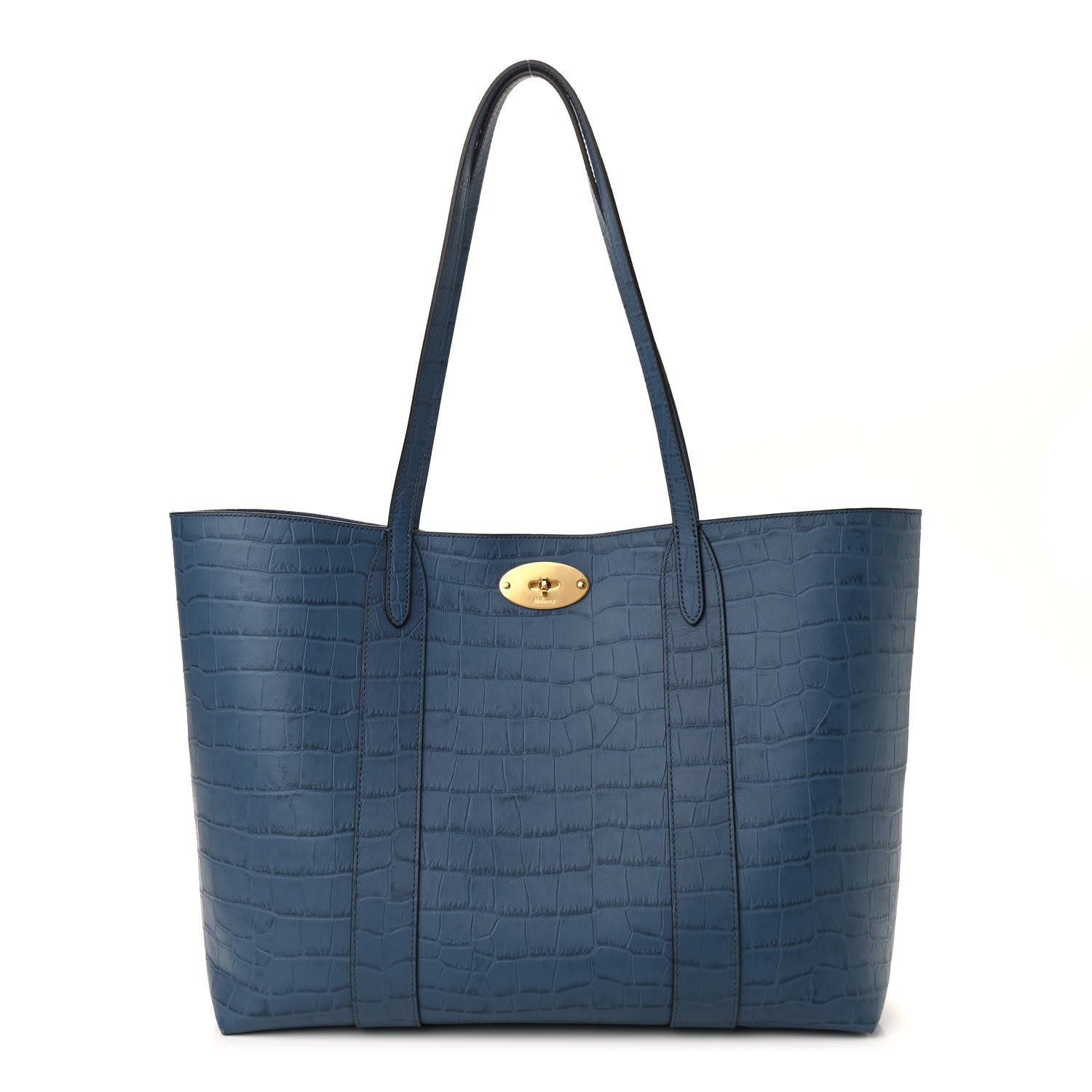 Mulberry Matte Crocodile Embossed Bayswater Tote Pale Navy 1 of 8