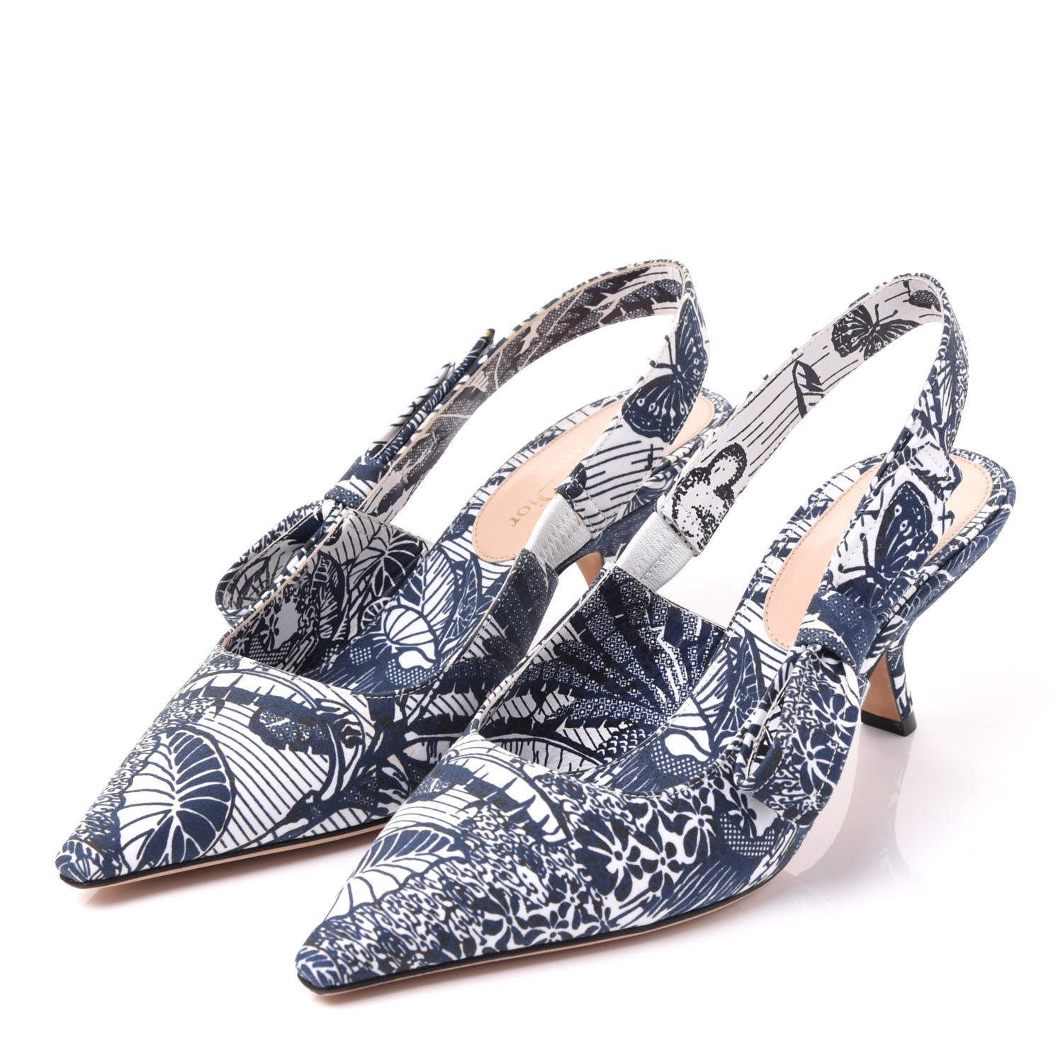 Christian Dior Toile De Jouy Sweet D Slingback Pumps 37 Off White 2 of 9