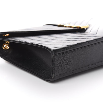 Saint Laurent Grain De Poudre Matelasse Chevron Large Monogram Satchel Black 6 of 7