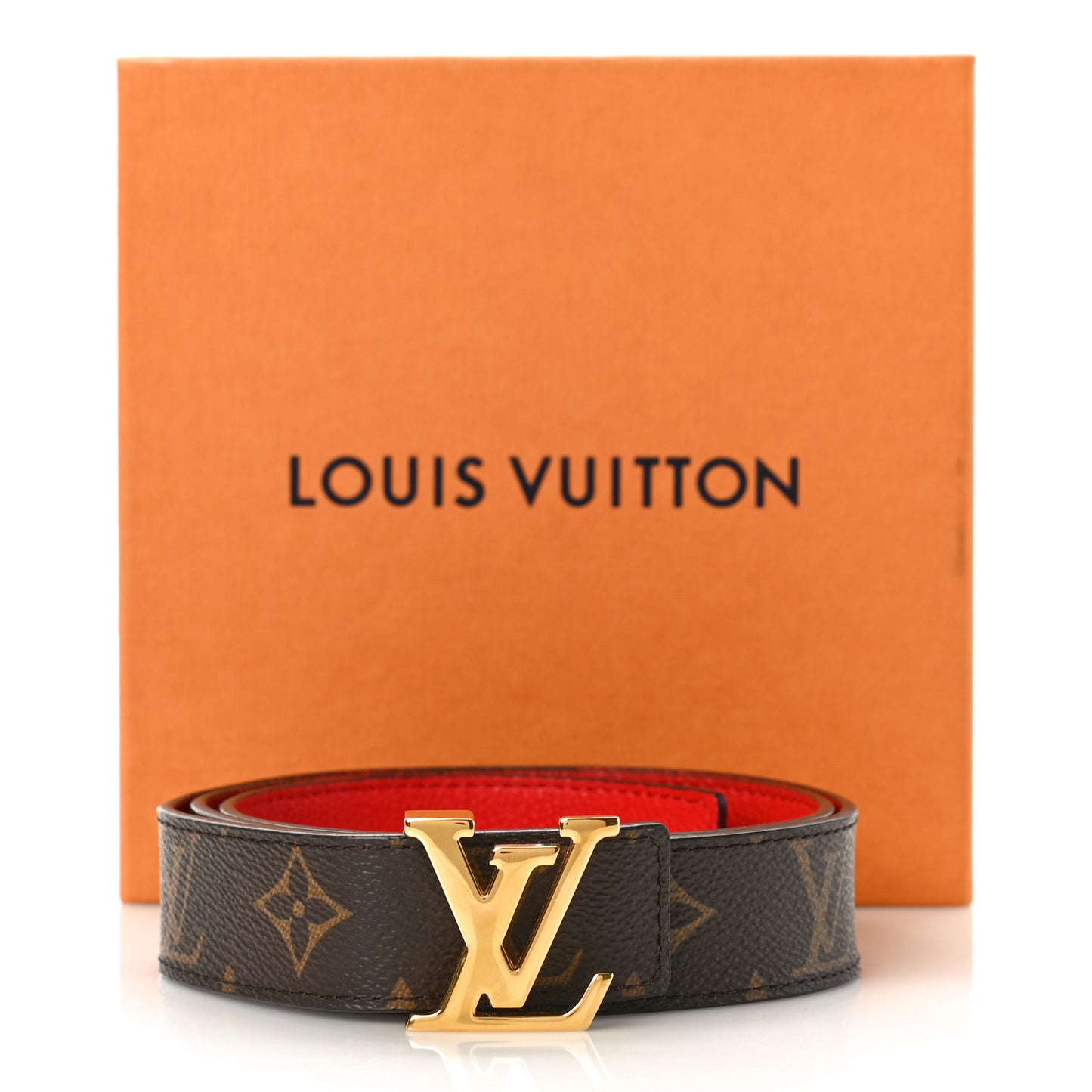 Monogram 30mm LV Initiales Reversible Belt 80 32 Coquelicot