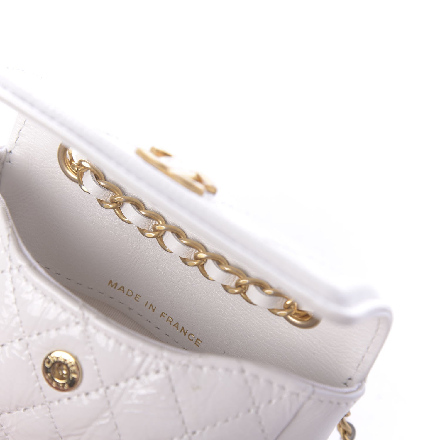 Chanel Shiny Aged Calfskin Quilted Waist Belt Bag White 9 of 13