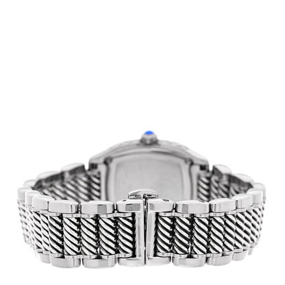 David Yurman Stainless Steel Diamond Bezel Blue Mother of Pearl 25mm Thoroughbred Quartz Watch 3 of 5