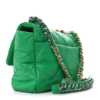 Chanel Lambskin Quilted Large Chanel 19 Flap Green 3 of 10