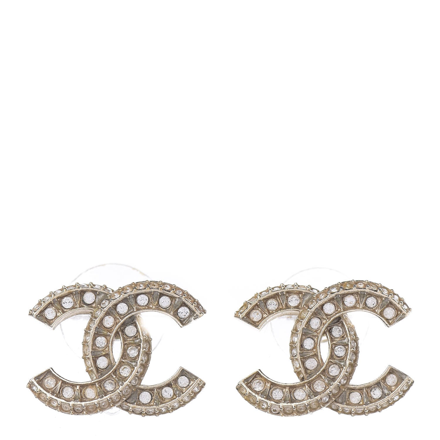 Chanel Crystal Timeless CC Earrings Light Gold 1 of 4