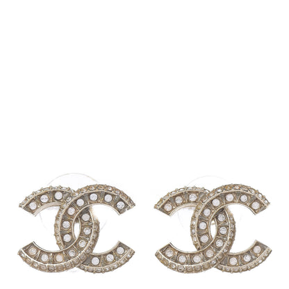 Chanel Crystal Timeless CC Earrings Light Gold 1 of 4