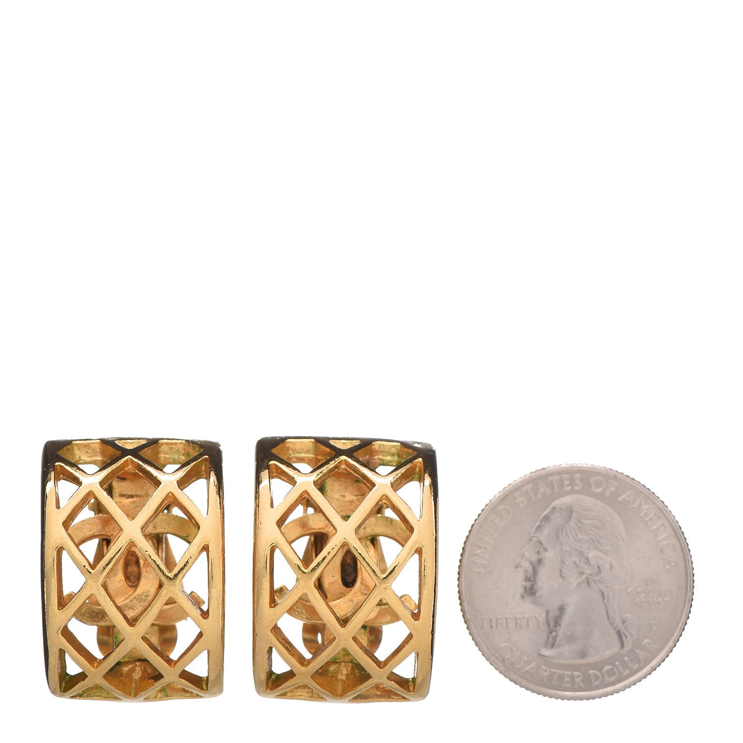 Chanel Quilted Clip On Earrings Gold 2 of 4