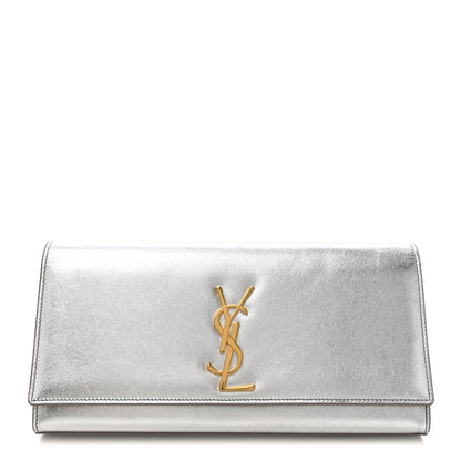 Saint Laurent Textured Metallic Calfskin Classic Monogram Cassandre Clutch Silver 1 of 14