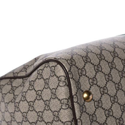 Gucci GG Supreme Monogram Textured Dollar Calfskin Web Medium Ophidia Carry-On Duffle Bag Beige Ebony New Acero 13 of 14