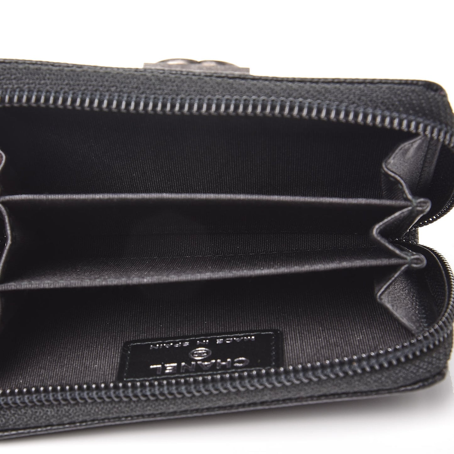 Caviar Quilted Boy Zip Around Coin Purse Wallet Black