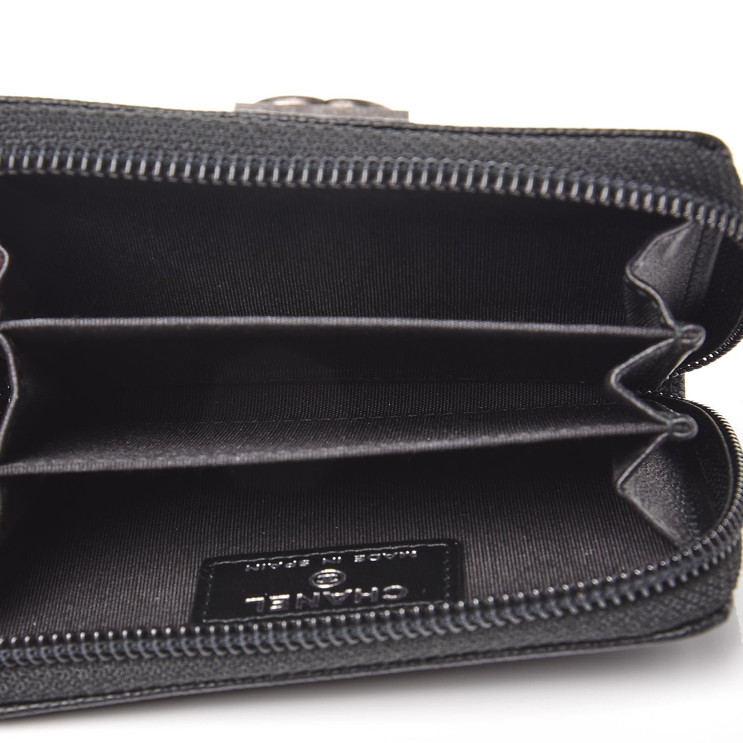 Chanel Caviar Quilted Boy Zip Around Coin Purse Wallet Black 5 of 8