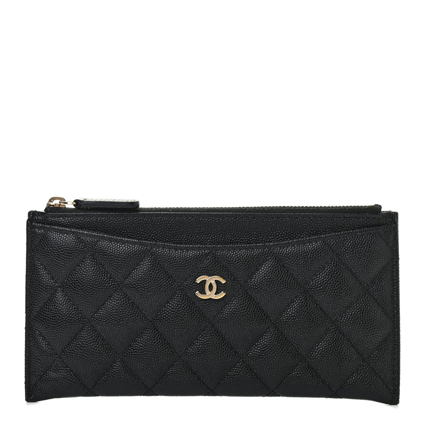 Caviar Quilted Classic Zip Pouch Black