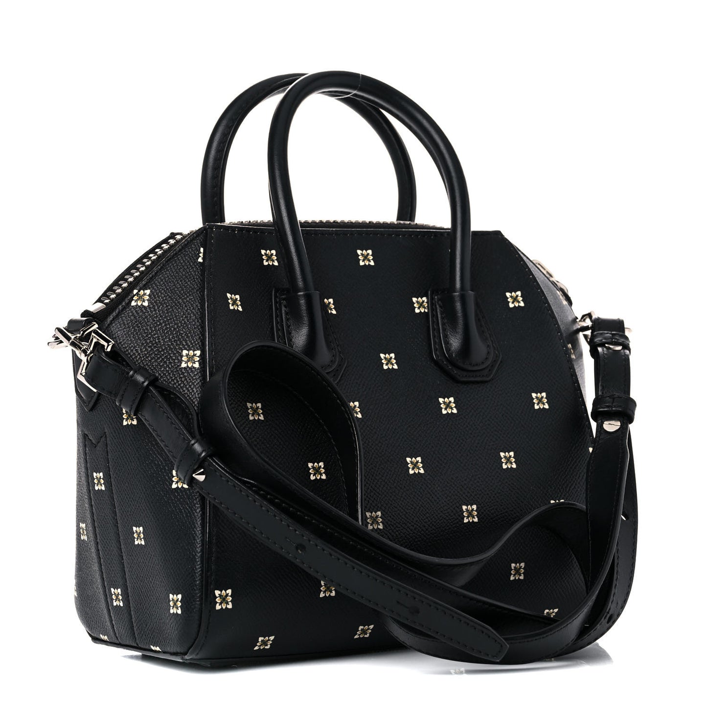 Calfskin Mini Lilies Print Mini Antigona Black