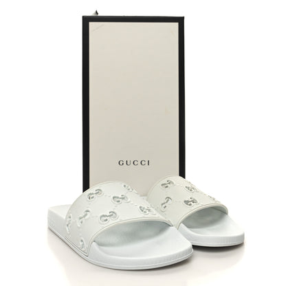 Gucci Rubber GG Monogram Perforated Womens Slide Sandals 37 Great White 9 of 9
