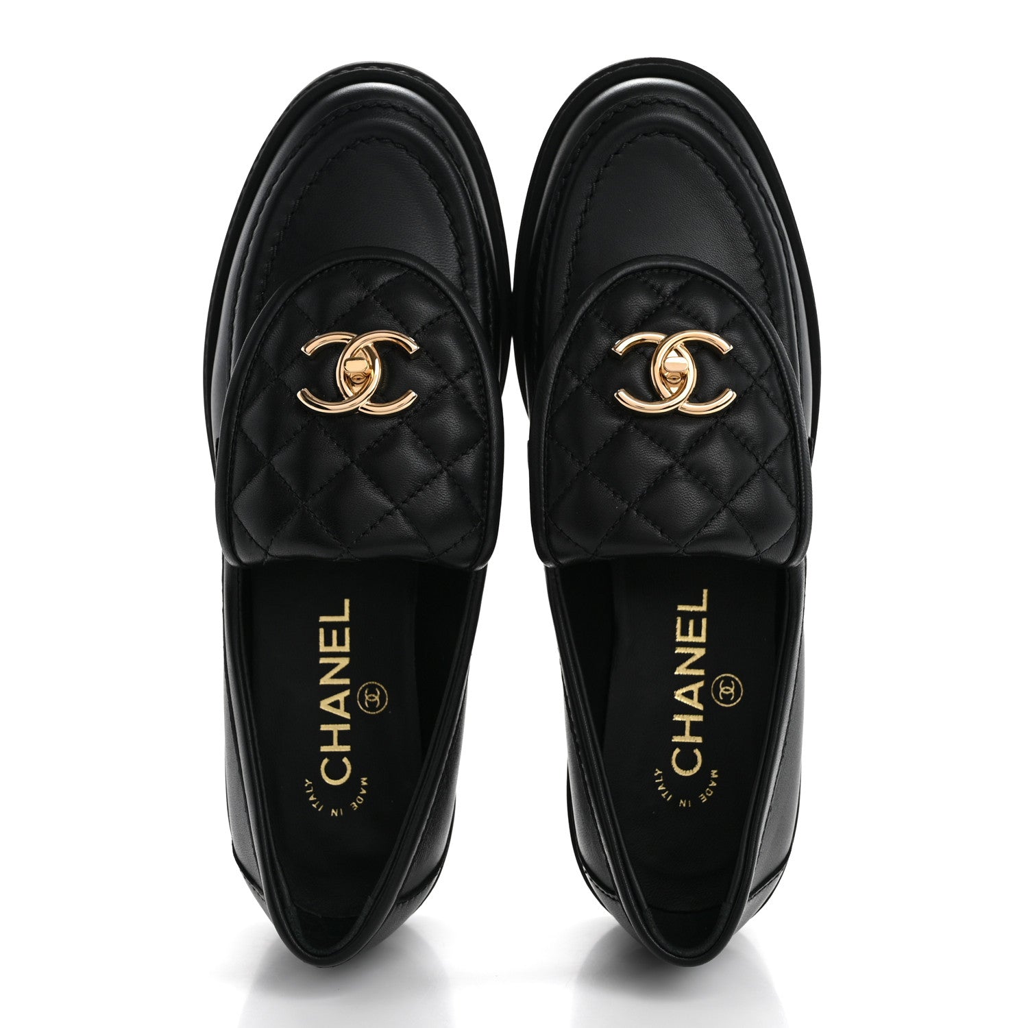 Chanel Lambskin Quilted CC Turnlock Loafers 38 Black 2 of 10