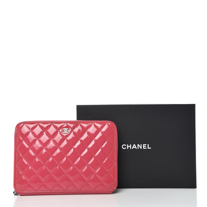 Chanel Patent Calfskin Quilted Zipped Clutch Pink 12 of 12