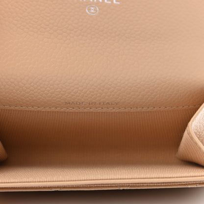 Chanel Caviar Quilted Flap Card Holder Wallet Beige 5 of 8