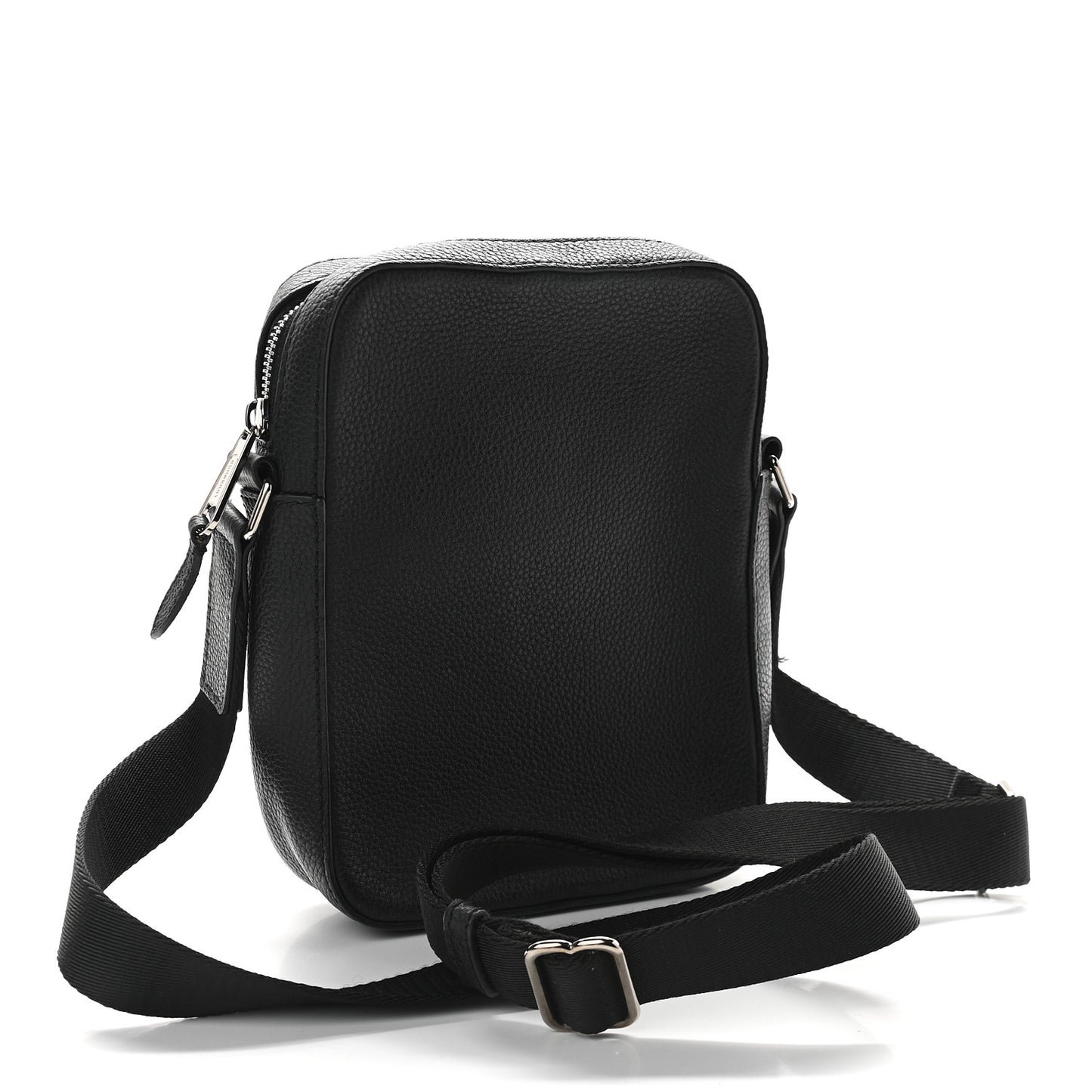 Grainy Calfskin Logo Graphic Crossbody Bag Black