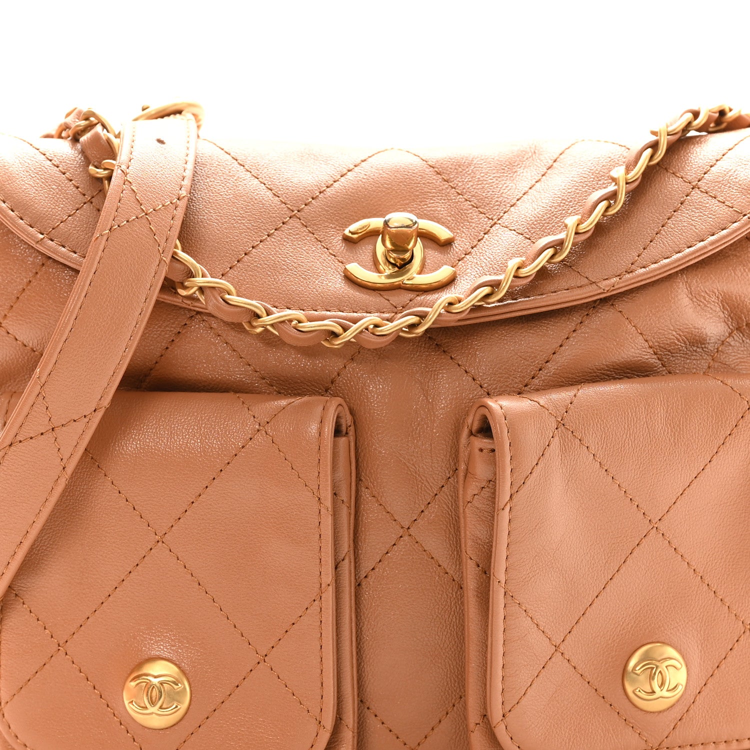 Chanel Shiny Calfskin Quilted Small Supple Twins Hobo Bag Brown 8 of 10