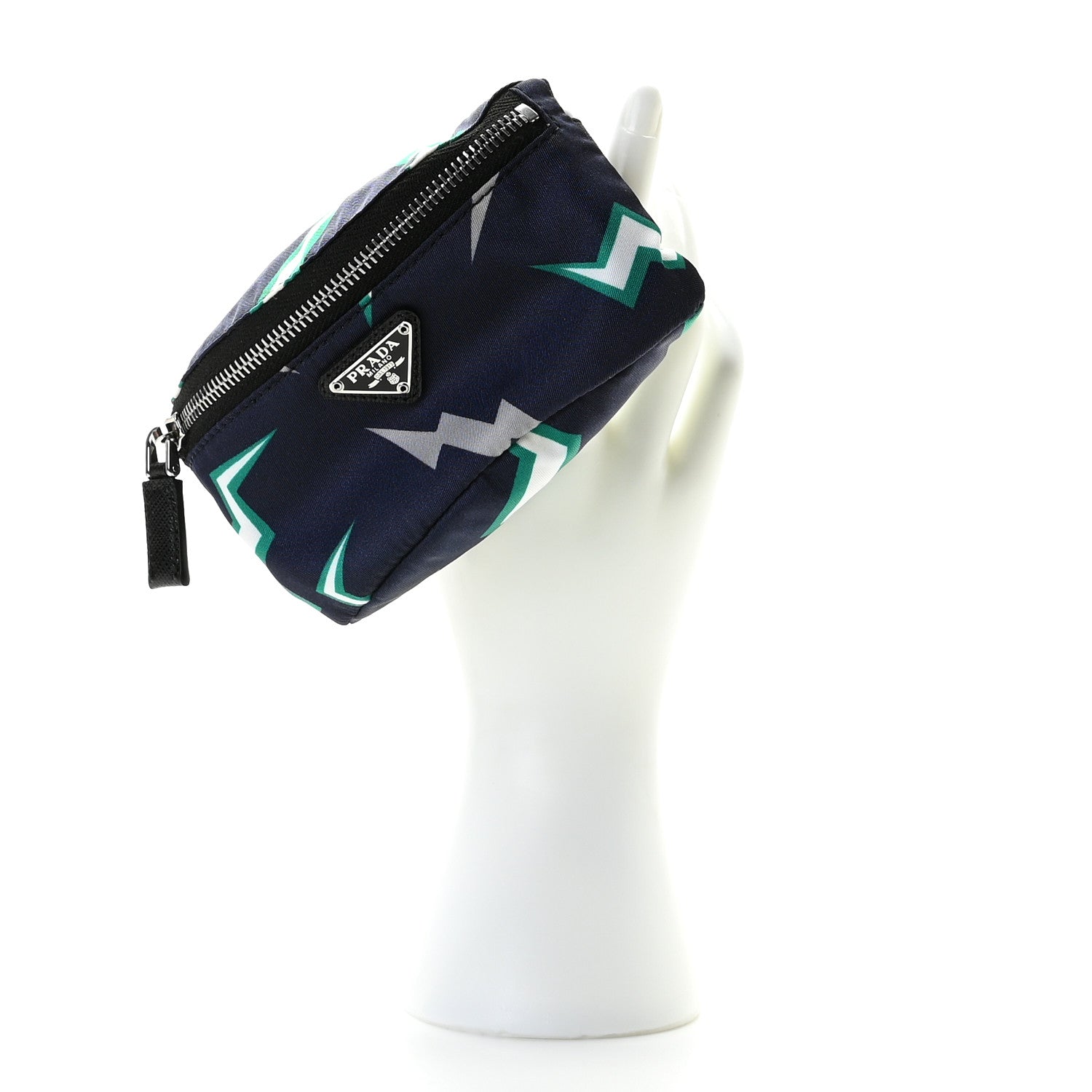 Prada X UNIVERSAL STUDIOS Tessuto Nylon Thunder Frankenstein Print Mini Arm Bag Blu Smeraldo 2 of 8