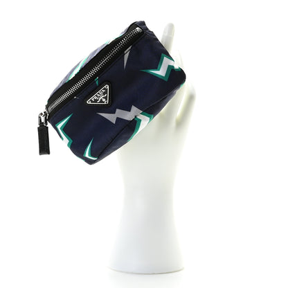 Prada X UNIVERSAL STUDIOS Tessuto Nylon Thunder Frankenstein Print Mini Arm Bag Blu Smeraldo 2 of 8