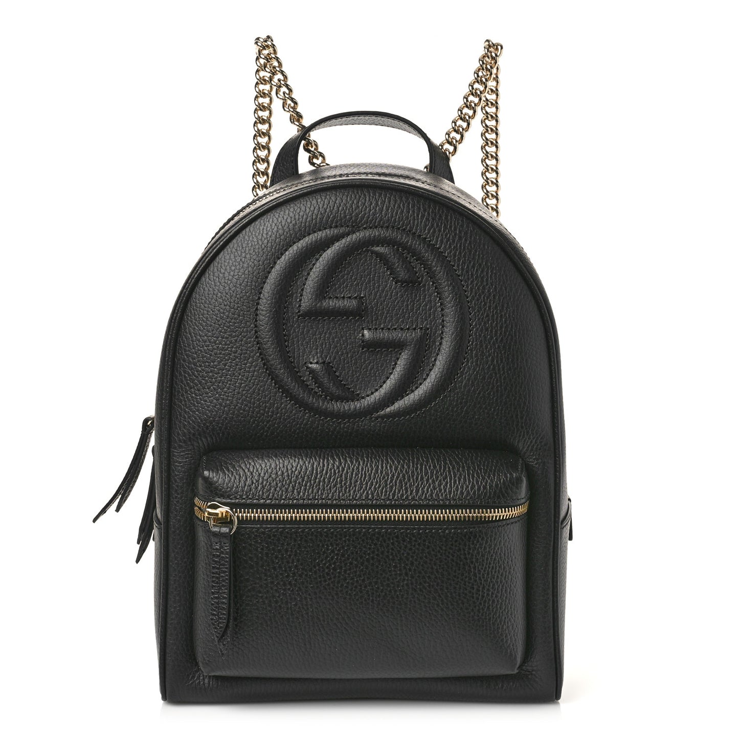 Pebbled Calfskin Soho Chain Backpack Black