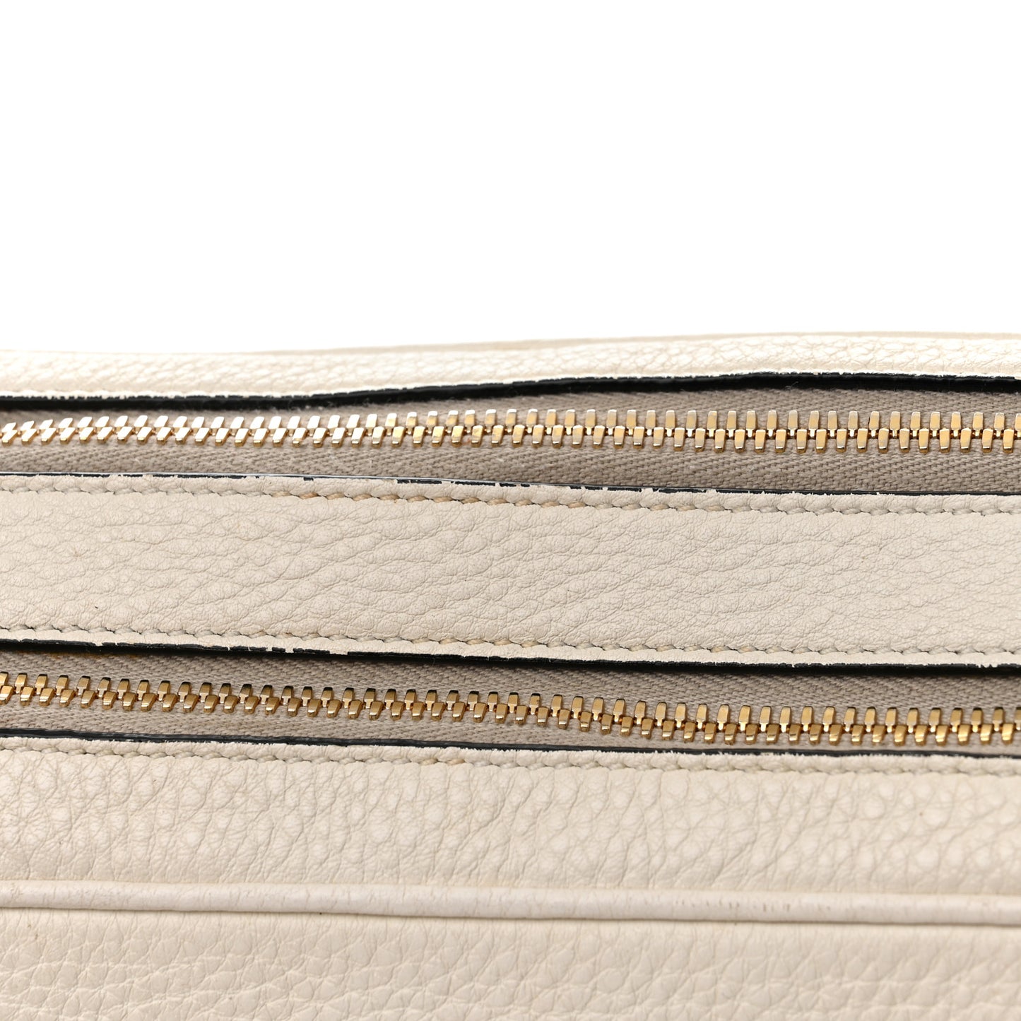 Vitello Daino Medium Double Zip Shoulder Bag White