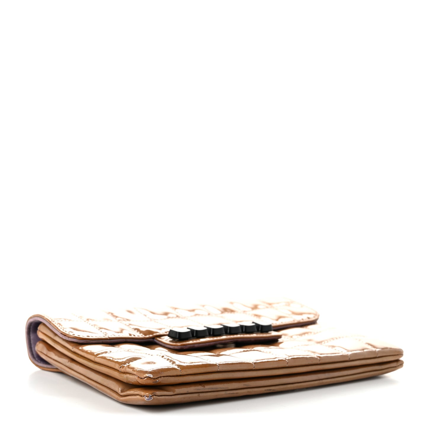 Patent Square Stitched Keyboard Flap Clutch Purple