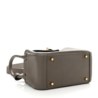 Hermes Taurillon Clemence Mini Lindy 20 Etain 4 of 11