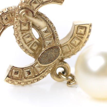 Chanel Crystal Pearl CC Drop Earrings Gold 4 of 4