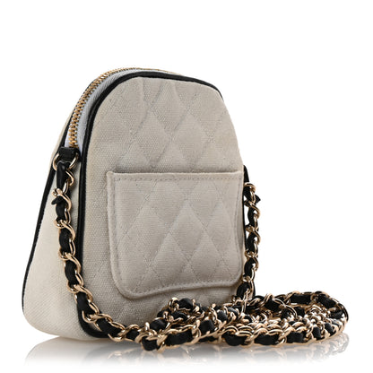 Chanel Canvas Calfskin Tennis Racket Mini Bag White Black 3 of 15