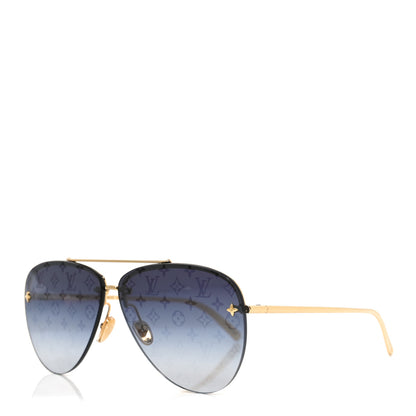 Louis Vuitton Metal Monogram LV Pilot Light Sunglasses Z1914U Gold Dark Gun 1 of 7
