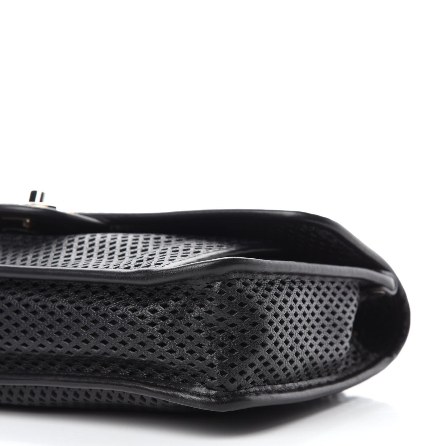 Perforated Calfskin Large Up In The Air Flap Black