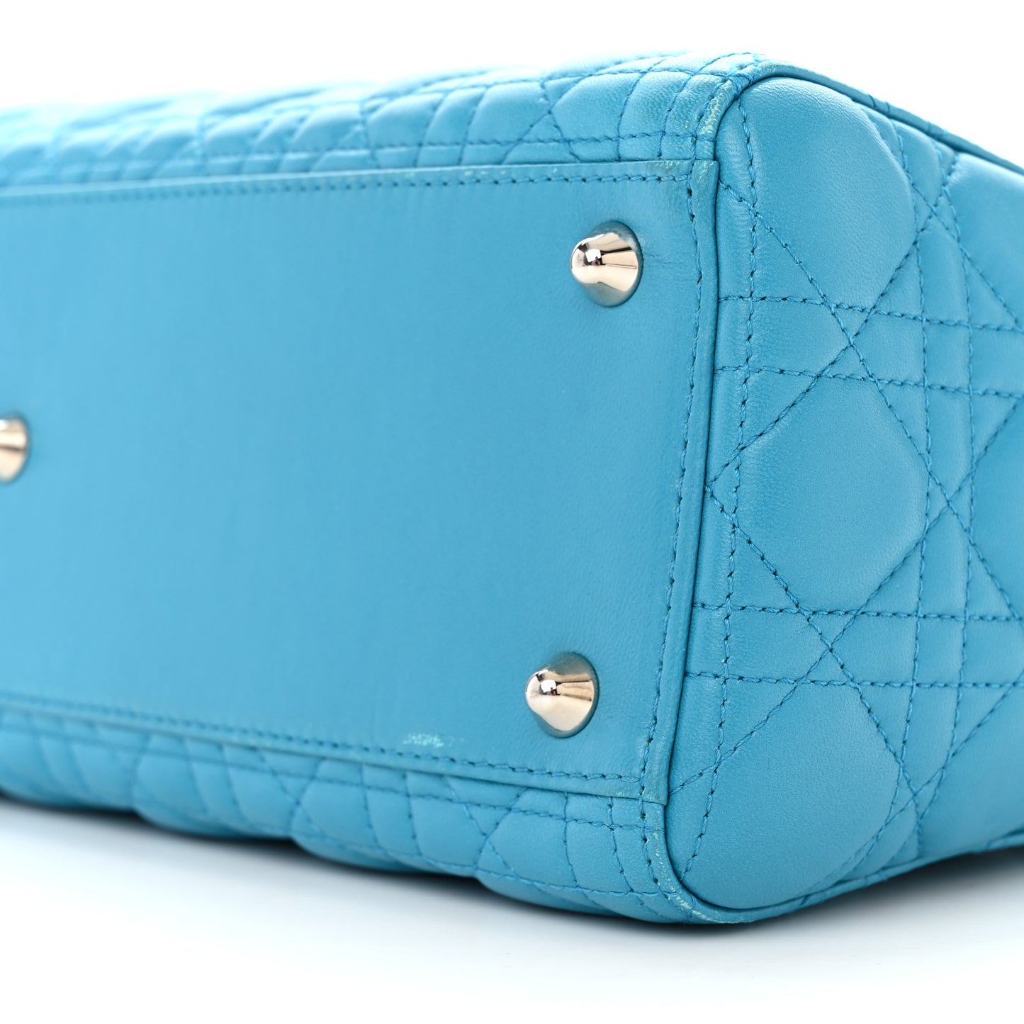 Lambskin Cannage Large Lady Dior Turquoise