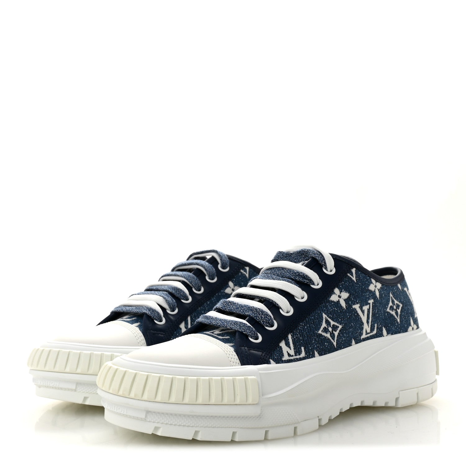 Louis Vuitton Denim Monogram Squad Sneakers 38.5 Marine 4 of 9