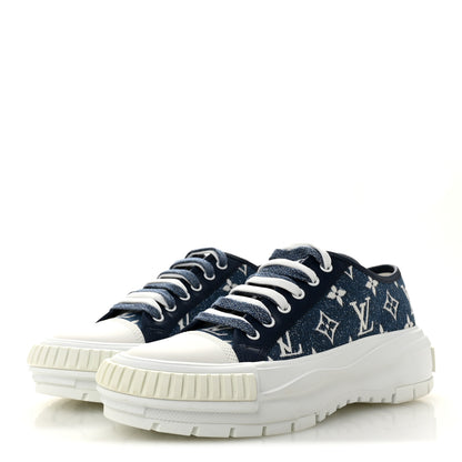 Louis Vuitton Denim Monogram Squad Sneakers 38.5 Marine 4 of 9