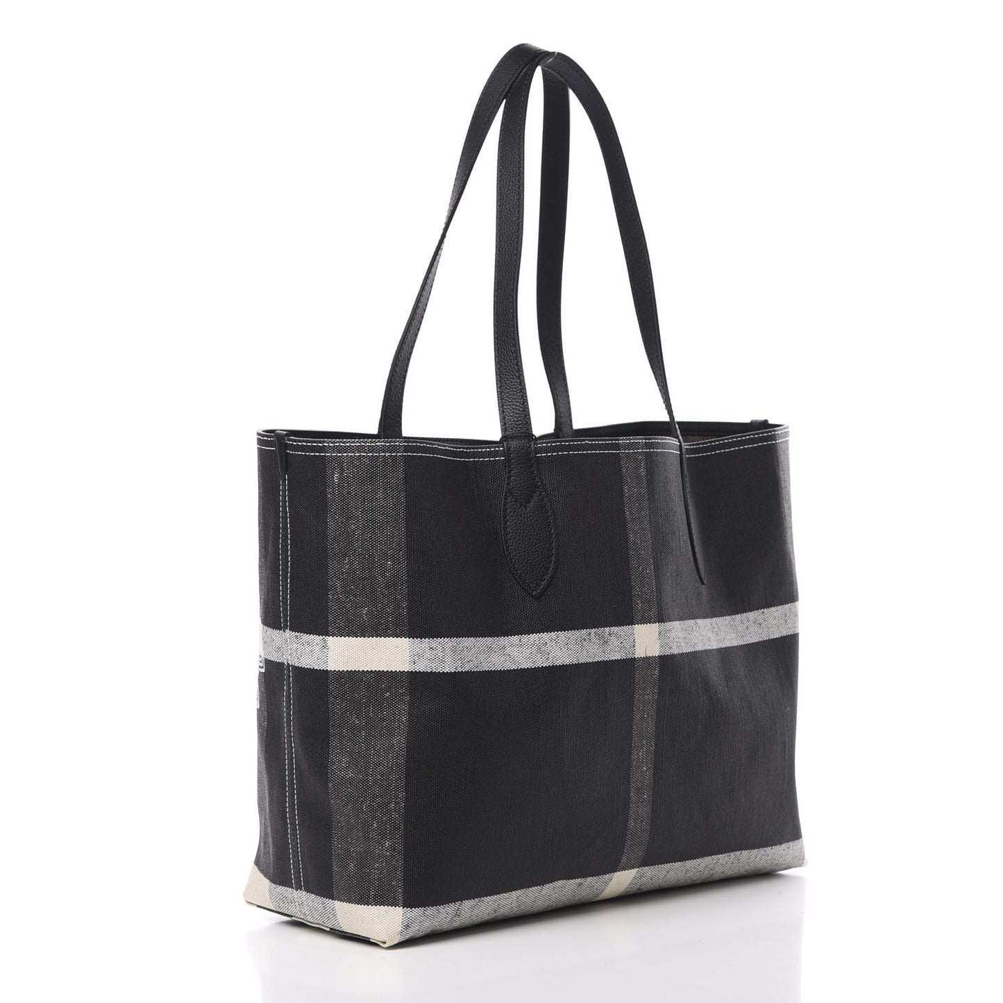 Coated Canvas Mega Check Medium Doodle Tote Black White