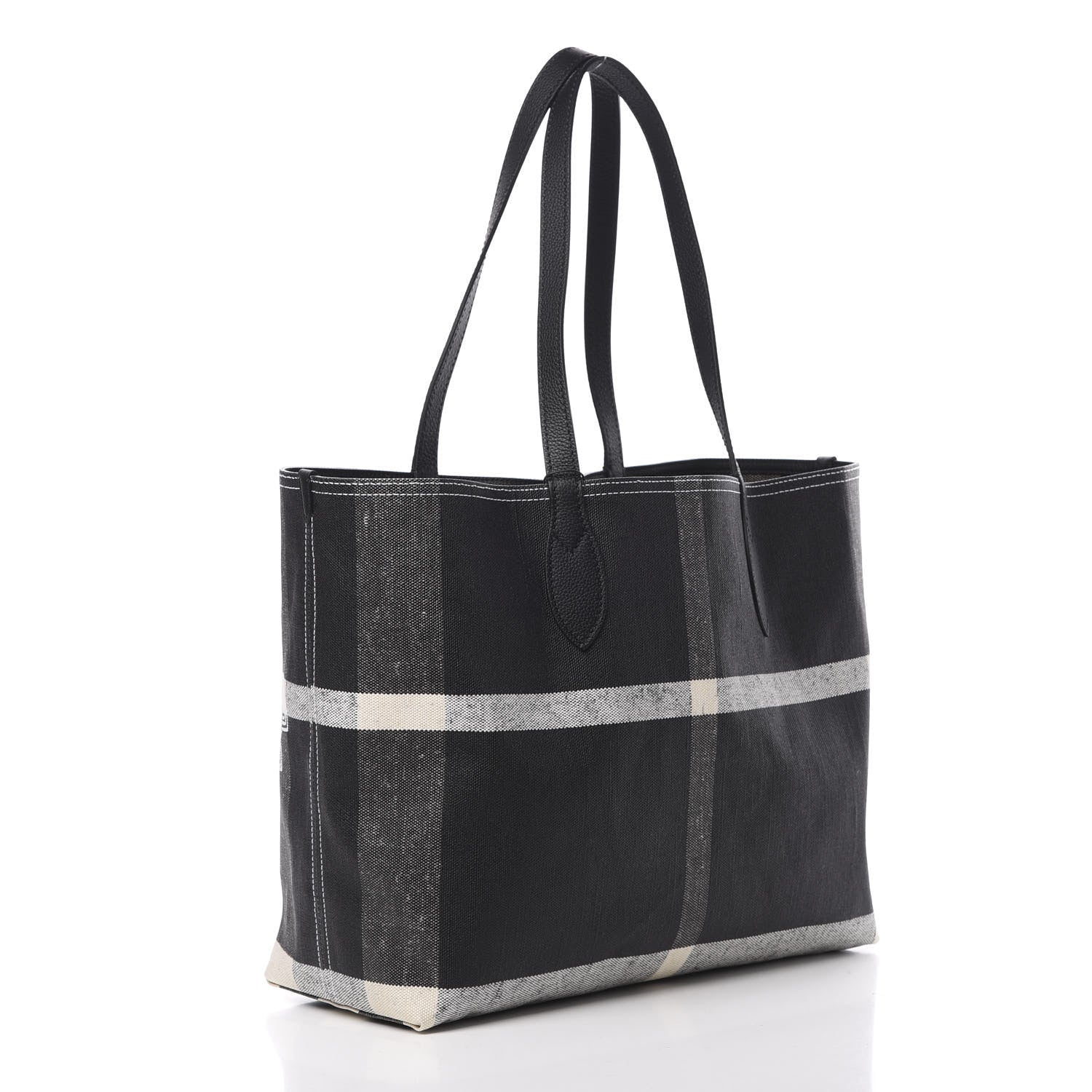 Burberry Coated Canvas Mega Check Medium Doodle Tote Black White 3 of 9