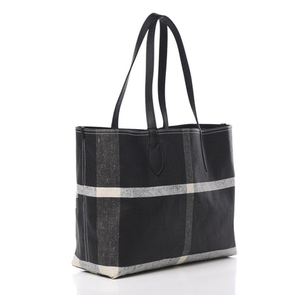 Burberry Coated Canvas Mega Check Medium Doodle Tote Black White 3 of 9