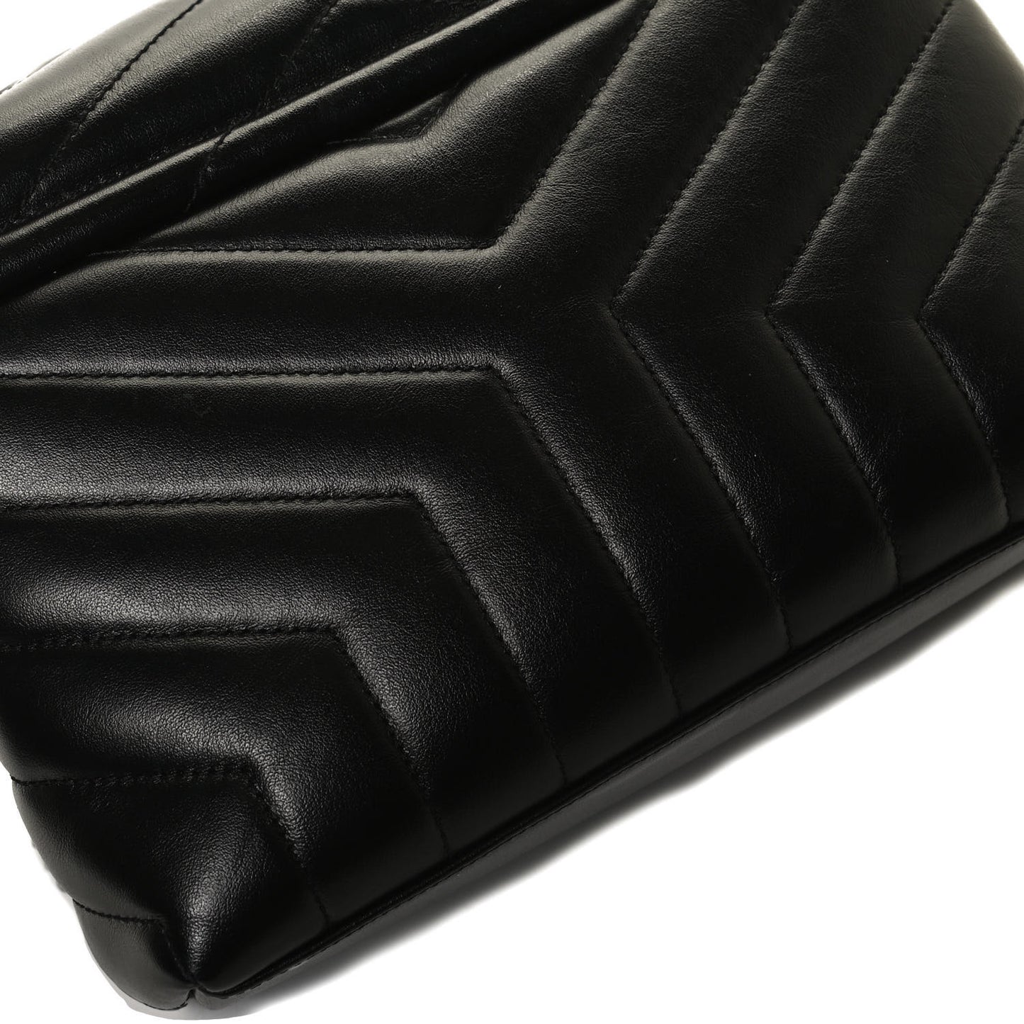 Calfskin Y Quilted Monogram Small Loulou Chain Satchel Black