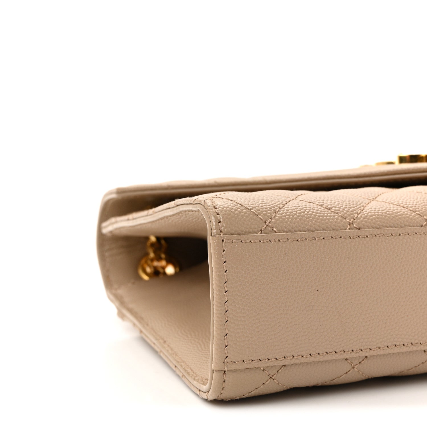 Saint Laurent Grain De Poudre Textured Mixed Matelasse Medium Triquilt Monogram Satchel Dark Beige 8 of 9