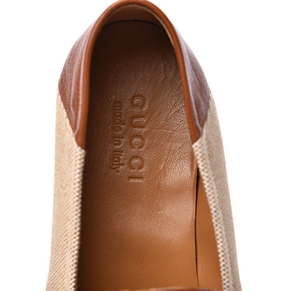 Gucci Canvas Web Mens Brixton Horsebit Loafers 8 Sand Light Cuir 6 of 9